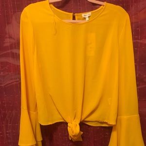 Beautiful Yellow Bell Bottom Sleeves Shirt